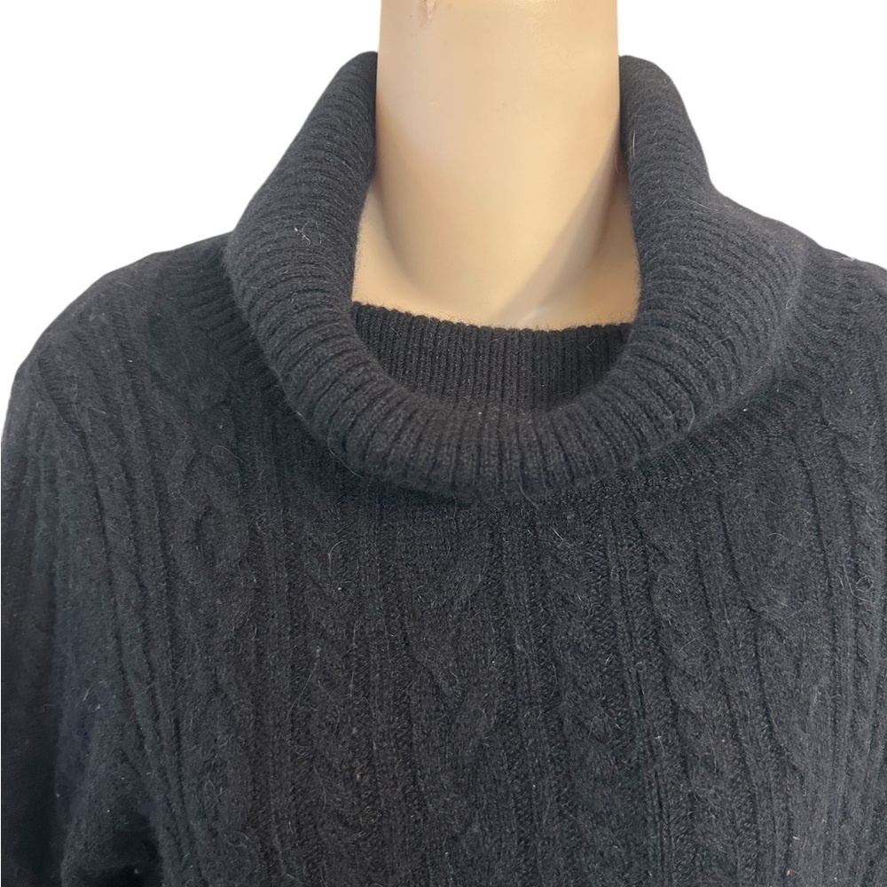 Peruvian Connection Royal Alpaca Women's Black Cable Knit Sweater Turtleneck S
